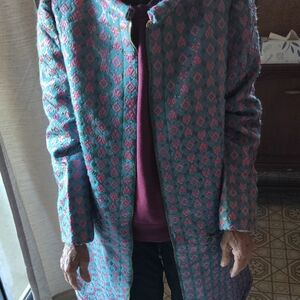 Vintage Multicolor Patterned Teddy Jacket